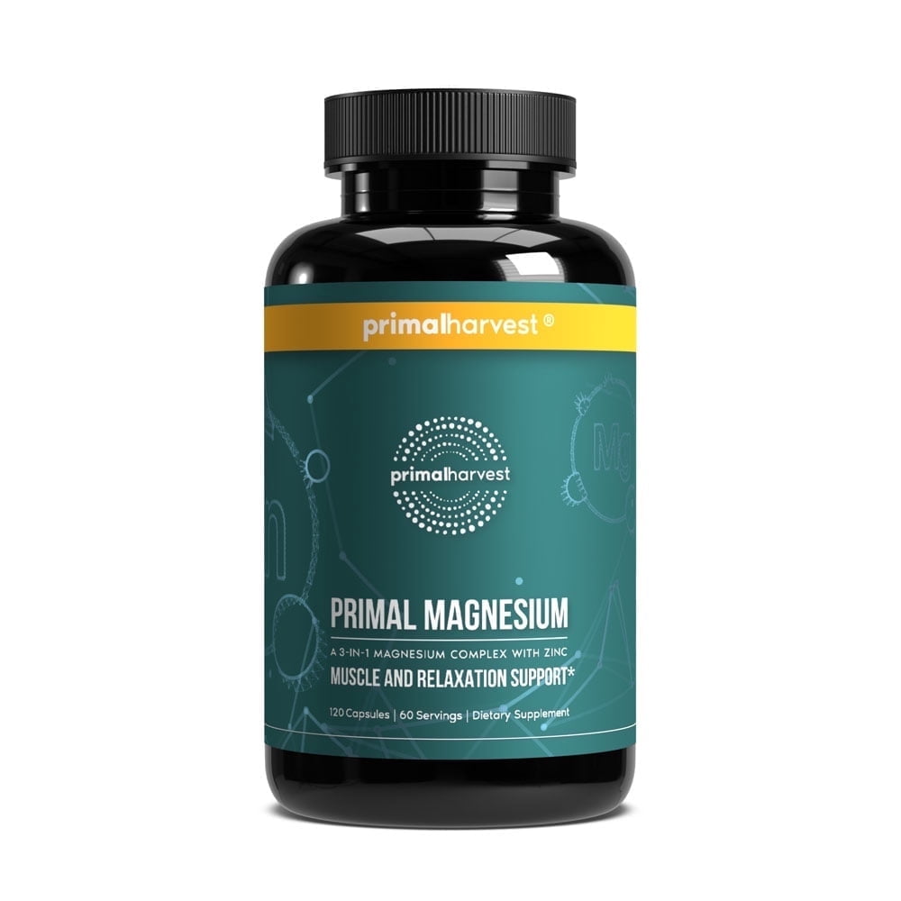 Primal Harvest Magnesium Complex, 120 Capsules: 310mg 3 Types of Magnesium, Zinc