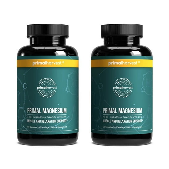 Primal Harvest Magnesium Complex, 2 Pack: 240ct Gluten-Free, Vegan Capsules