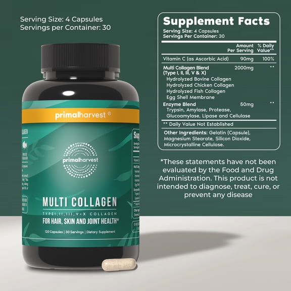 Primal Harvest Multi Collagen Capsules, 120 Count