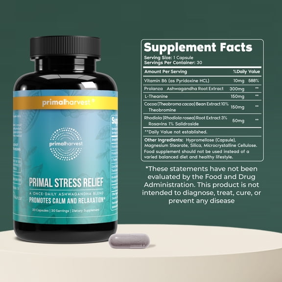 Primal Harvest Primal Stress Relief 2 Pack: Natural Herbal Complex, 60 Capsules