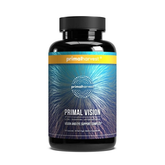 Primal Harvest Vision Eye Support Pills, Antioxidants for Vision & Eye Health, Vitamin E, Lutein, Zeaxanthin, 60 Count