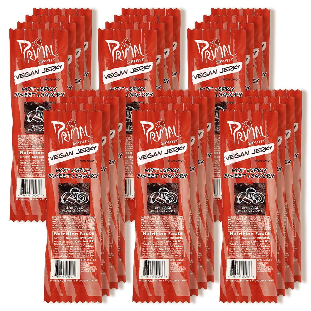 Primal Hot & Spicy Shiitake Mushrooms Vegan Meatless Jerky Strips, 1 OZ