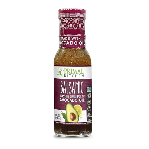Primal Kitchen Balsamic Vinaigrette & Marinade Salad Dressing made with Avocado Oil, Whole30 Approved, Certified Paleo, and Keto Certified, 8 Fluid Ounces ( Pack of 2 )