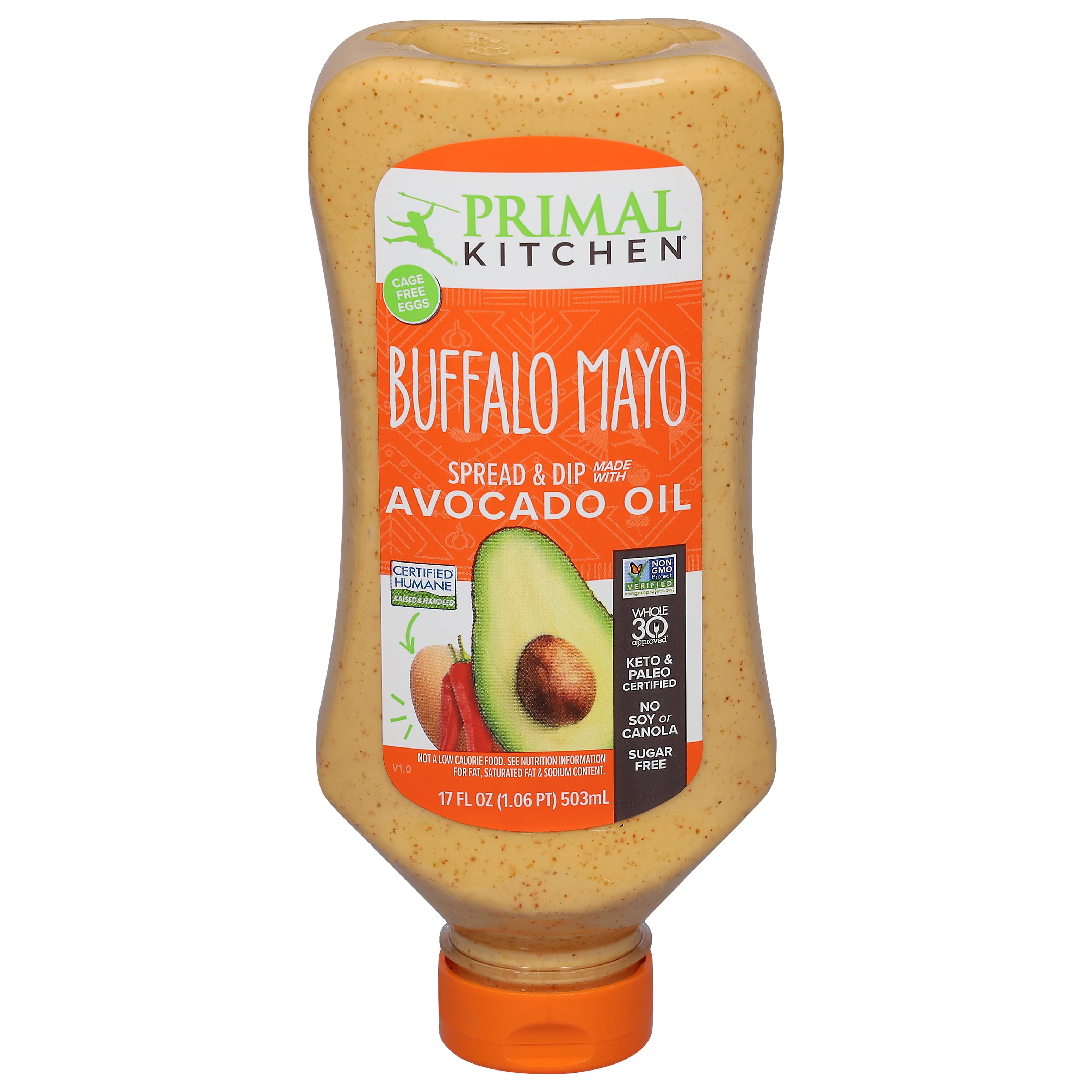 Primal Kitchen Buffalo Avocado Oil Mayonnaise Squeeze 17 oz (Pack of 6)