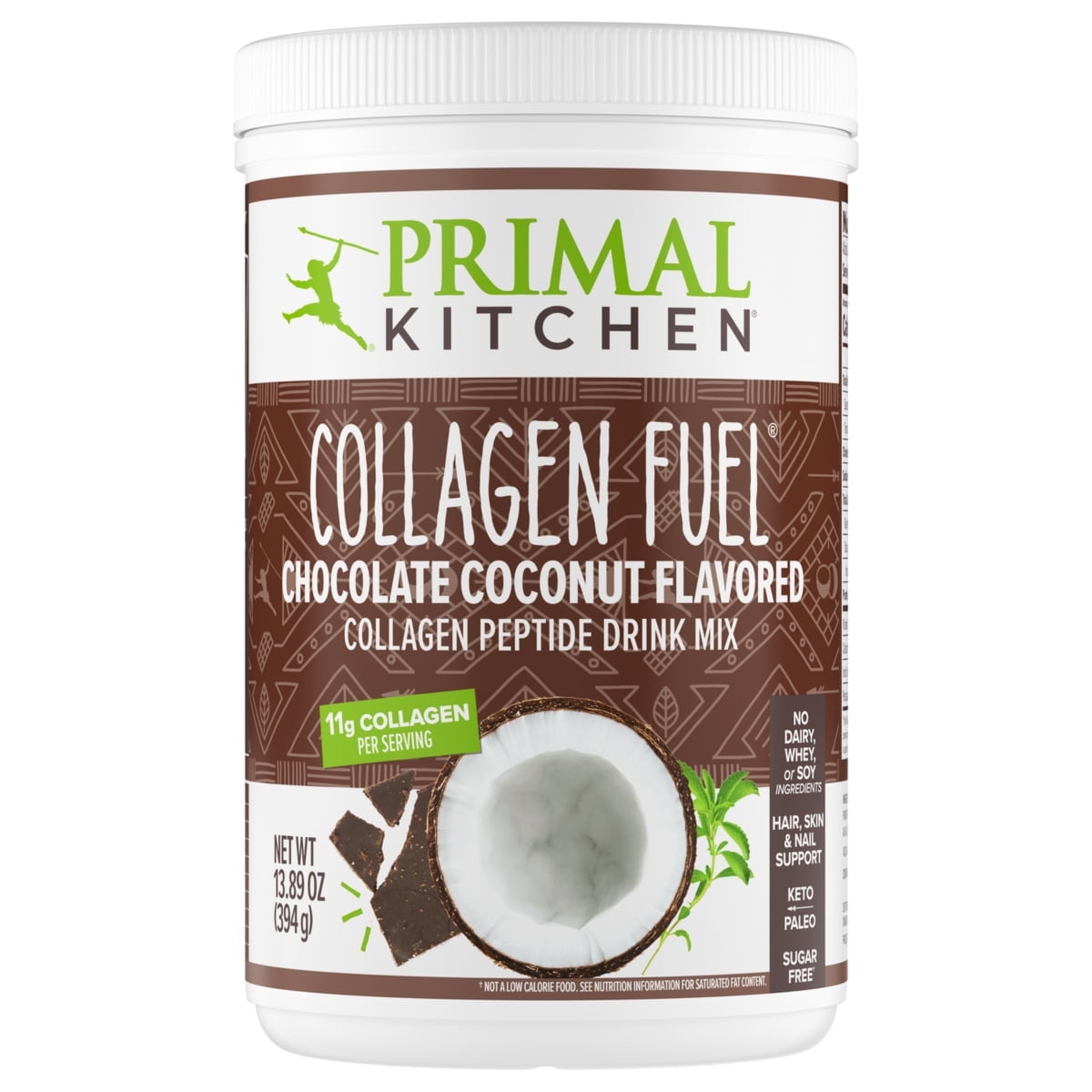 Primal Kitchen's Sugar-Free Chocolate Coconut Collagen Fuel Drink Mix, 13.1 Ounces, Real Flavor