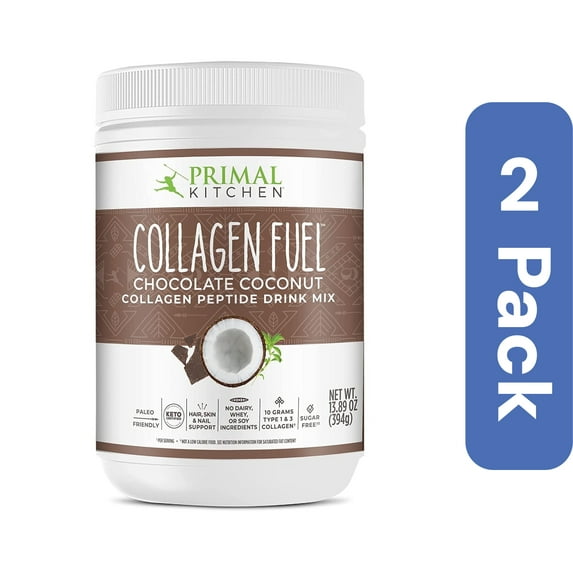 Primal Kitchen Collagen Fuel Collagen Peptide Drink Mix Chocolate Coconut - 13.89 oz Pack of 2