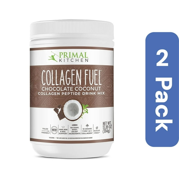 Primal Kitchen Collagen Fuel Collagen Peptide Drink Mix Chocolate Coconut - 13.89 oz Pack of 2