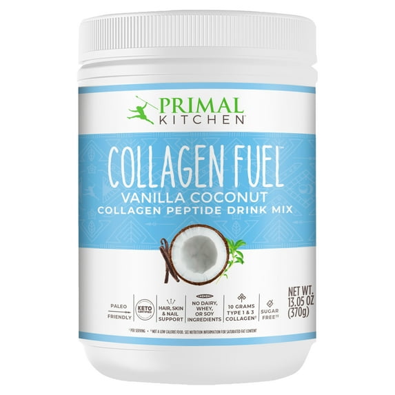 Primal Kitchen Collagen Fuel Protein Mix, Vanilla Coconut - Non-Dairy Coffee Creamer & Smoothie Booster- Supports Healthy Hair, Skin, and Nails, 14.4 ounce