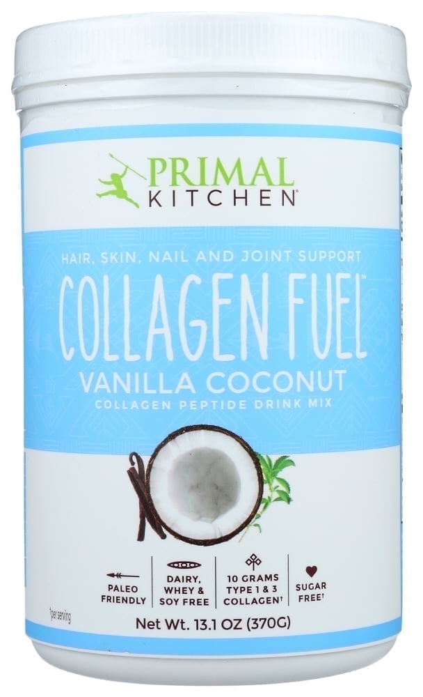 Primal Kitchen Vanilla Collagen Fuel Drink Mix, Vanilla Coconut Collagen Peptides, No Sugar or Dairy, 13.1 Ounces