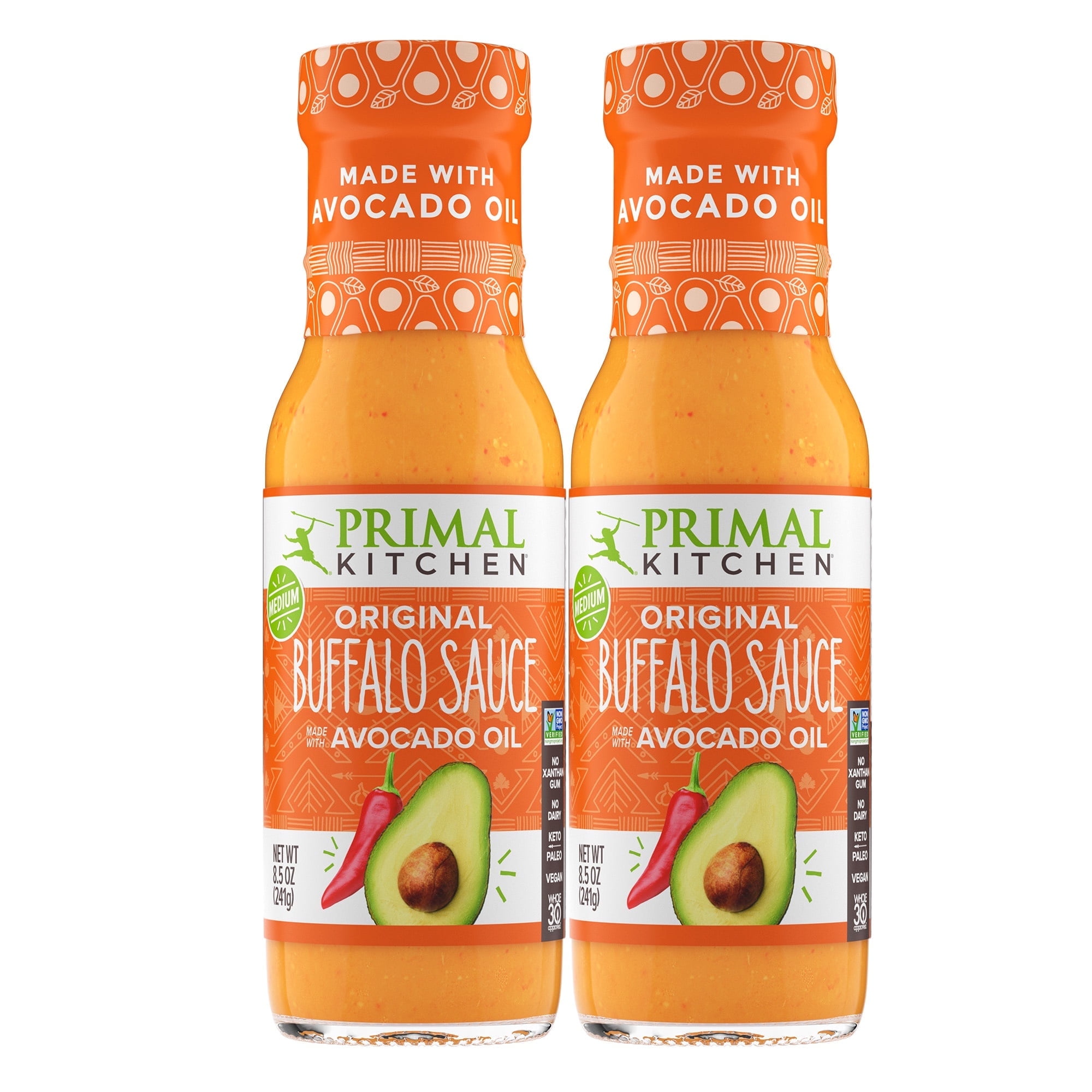 Primal Kitchen No Dairy Buffalo Sauce, Made with Real Ingredients like Avocado Oil, No Cane Sugar or Corn Syrup, Pack of 2