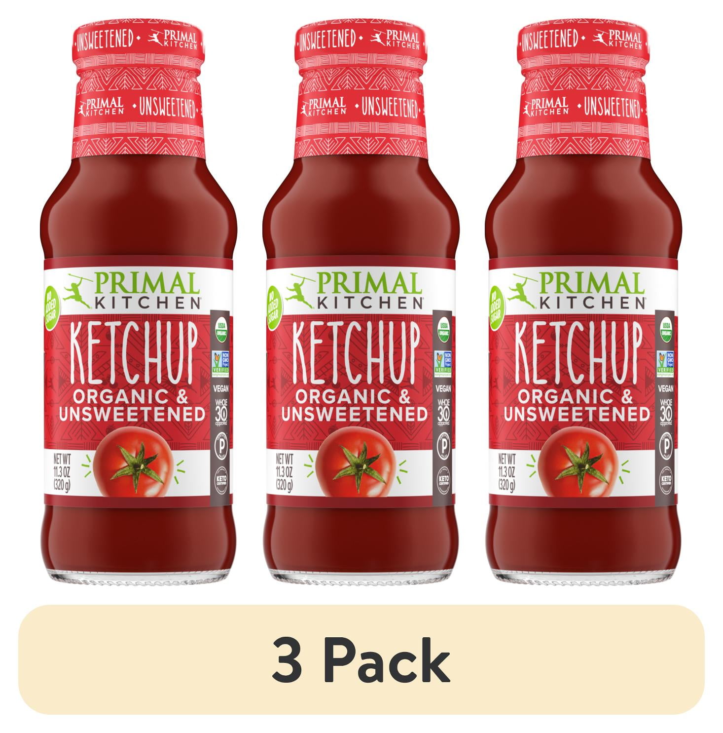 6 x Primal Kitchen Ketchup Organic Unsweetened 11.3 oz Bottle