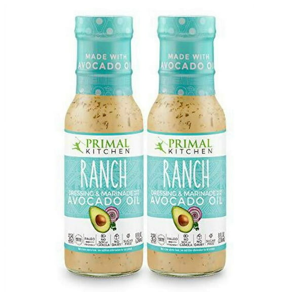 Primal Kitchen - Ranch, Avocado Oil-Based Dressing and Marinade, Whole30 and Paleo Approved, 2 Count