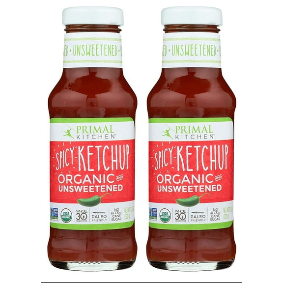 Primal Kitchen Spicy Ketchup Organic and Unsweetened 11.3 Ounce | 2-pack