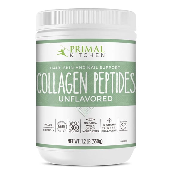 Primal Kitchen Unflavored Collagen Peptides, Whole 30 Approved - Supports Healthy Hair, Skin, and Nails, 1.2 lbs.
