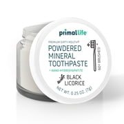 Primal Life Organics Premium Dirty Mouth Powdered Mineral Toothpaste, Natural Tooth Cleaning Powder, Black Licorice, Travel 0.25 oz