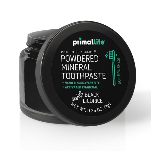 Primal Life Organics Dirty Mouth Toothpowder, Charcoal Black Licorice, Travel 0.25 oz