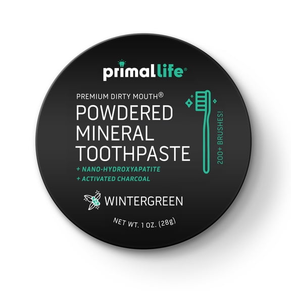Primal Life Organics Dirty Mouth Toothpowder, Charcoal Wintergreen Flavor, 1 oz