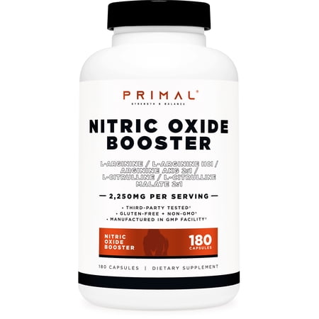 Primal Nitric Oxide Booster (2,250mg Per Serving)(180 Capsules)
