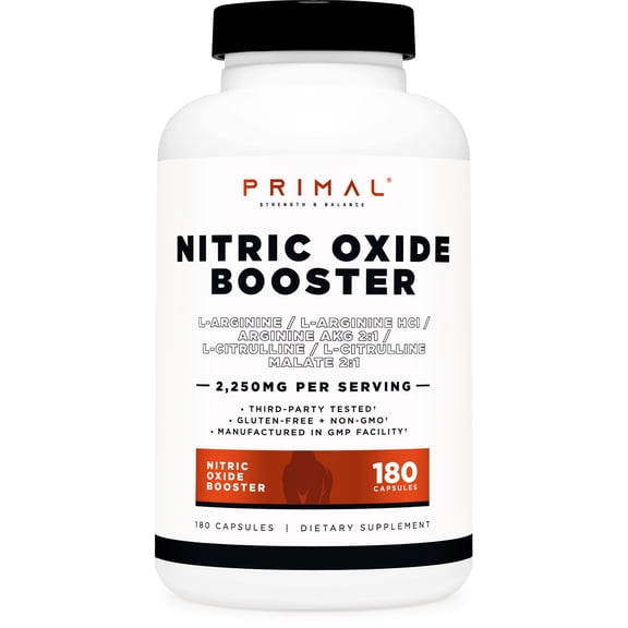 Primal Nitric Oxide Booster (2,250mg Per Serving)(180 Capsules)