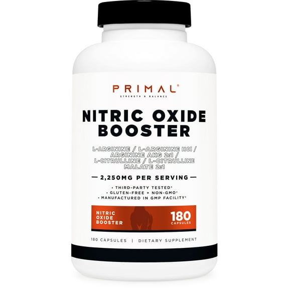 Primal Nitric Oxide Booster (2,250mg Per Serving)(180 Capsules)