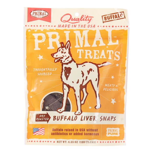 Primal Pet Foods GrainFree Dry Roasted Buffalo Liver Snaps Dry Dog Treat, 4.25 oz
