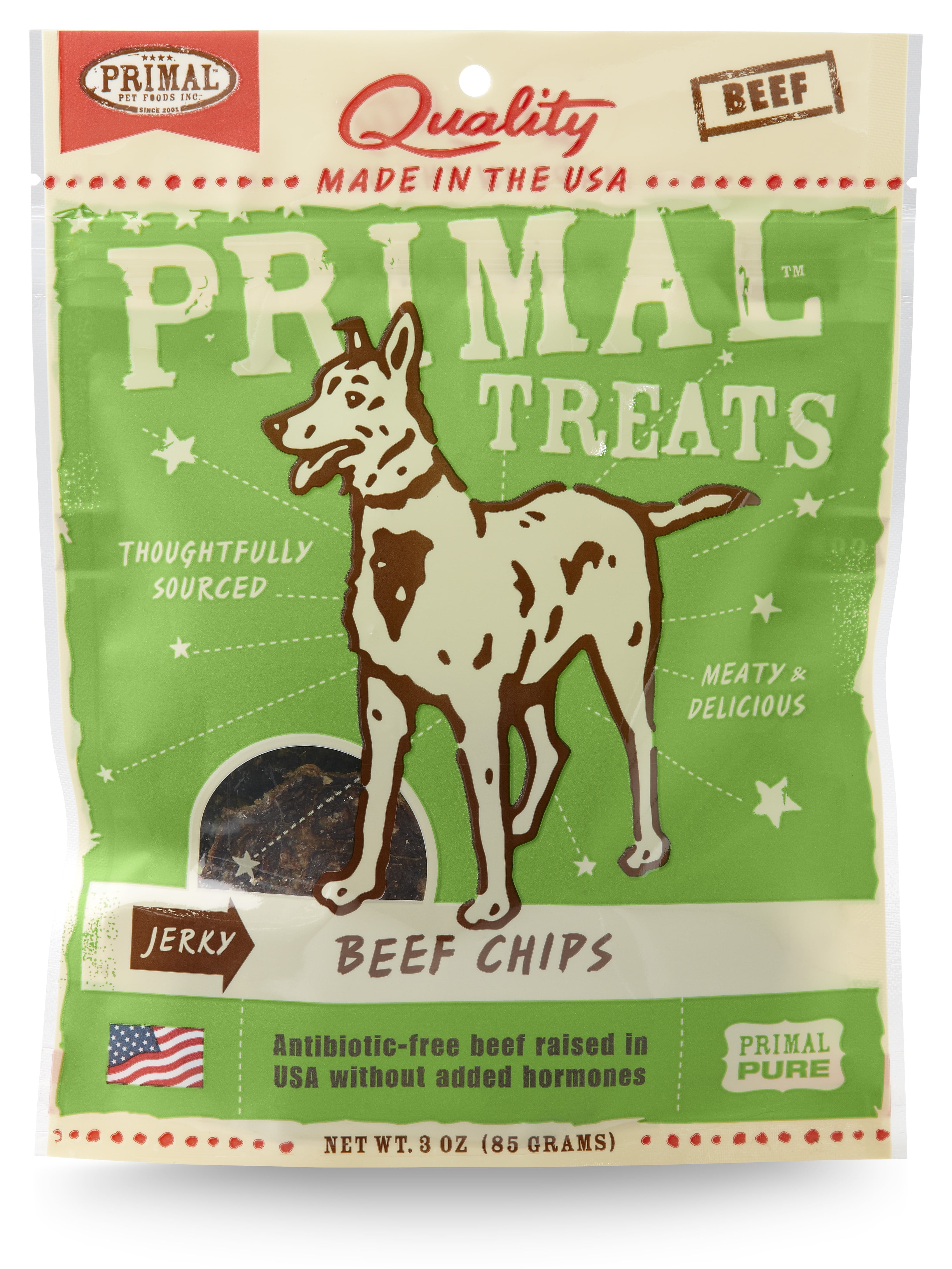 Primal Pet Foods Jerky Beef Chips Dog Treats, 3 oz