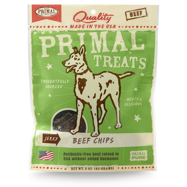 Primal Pet Foods Jerky Beef Chips Dog Treats, 3 oz