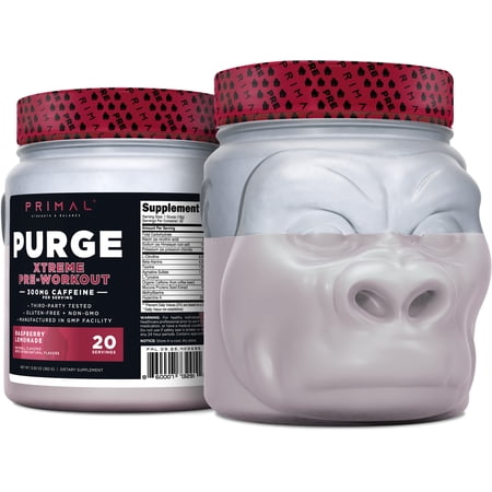 Primal Purge Xtreme Pre-Workout (Raspberry Lemonade Flavor) (20 servings) - Gluten-Free + Non-GMO