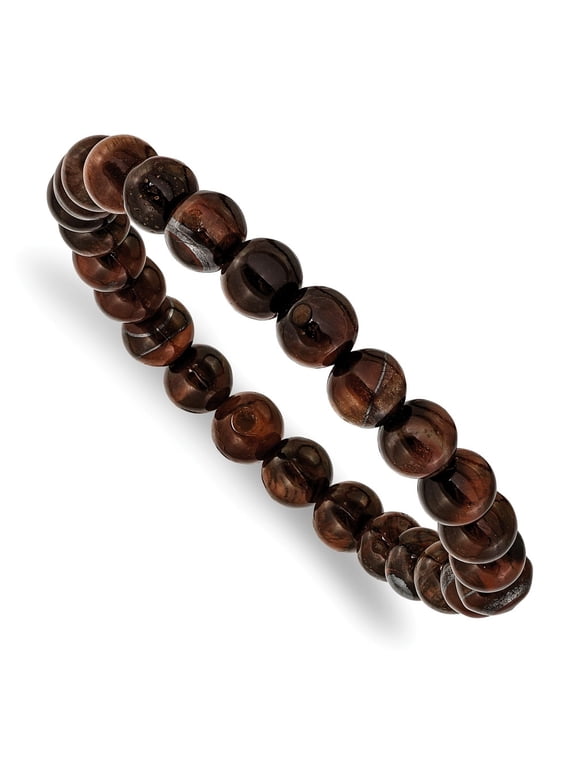 Red Tiger's Eye Agate Beaded Stretch Bracelet