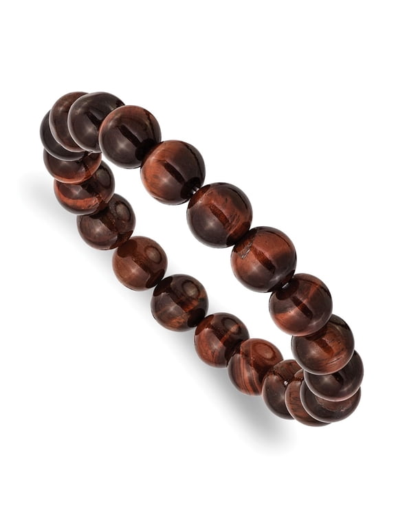Red Tiger's Eye Agate Beaded Stretch Bracelet
