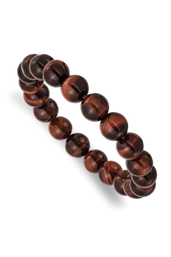 Red Tiger's Eye Agate Beaded Stretch Bracelet