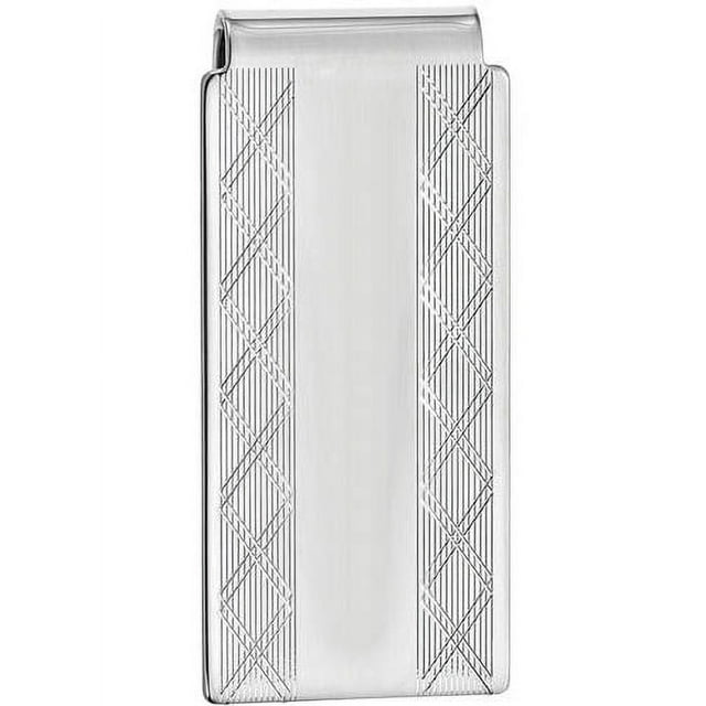 Primal Rhodium-plated Kelly Waters Hinged Money Clip with X pattern Sides