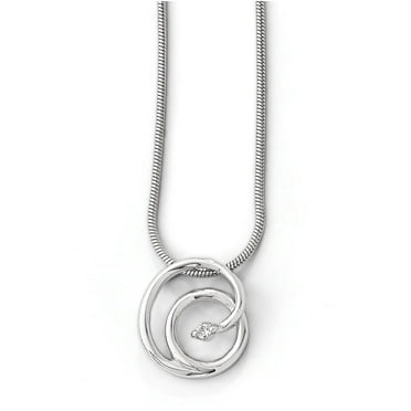 Primal Silver Sterling Silver 0.02 Cttw Polished Diamond Necklace