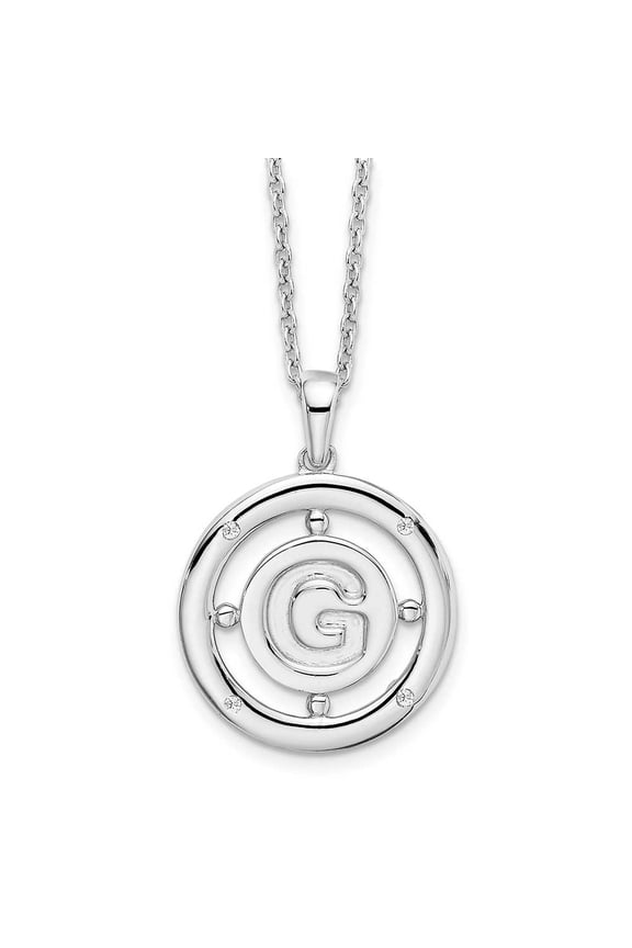 Sterling Silver 0.025 Cttw Diamond Initial G Necklace