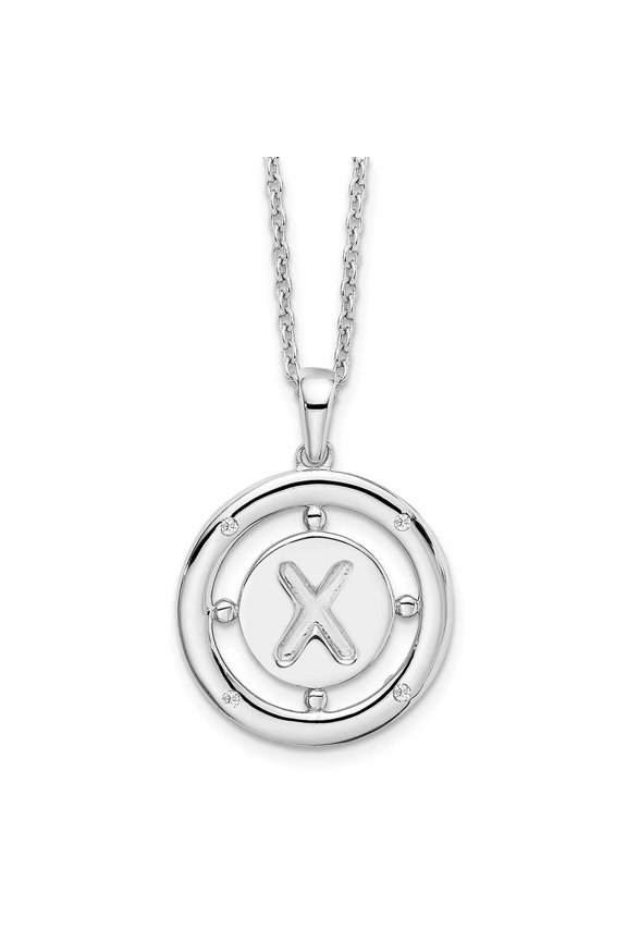Sterling Silver 0.025 Cttw Diamond Initial X Necklace