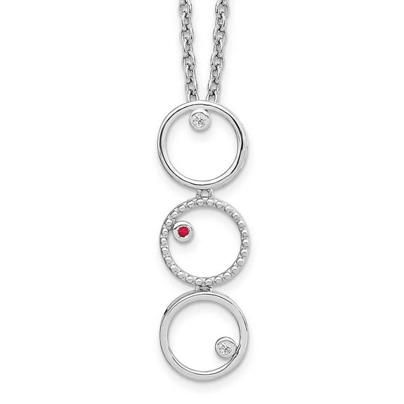 Primal Silver Sterling Silver 0.025 Cttw Diamond and Ruby Necklace