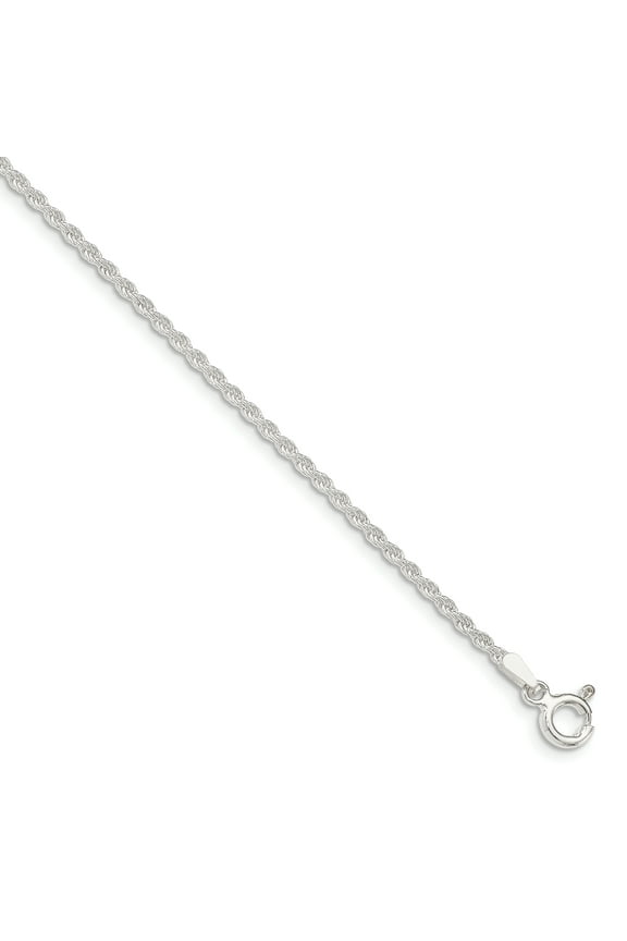 Sterling Silver 1.8mm Solid Rope Chain Bracelet