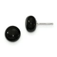 thumbnail image 1 of Primal Silver Sterling Silver 10-10.5mm Button Black Agate Post Earrings, 1 of 4