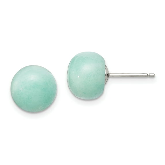 Primal Silver Sterling Silver 10-11mm Button Amazonite Post Earrings