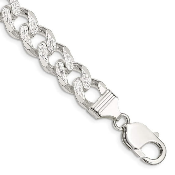 Primal Silver Sterling Silver 10.5mm Pave Curb Chain Bracelet