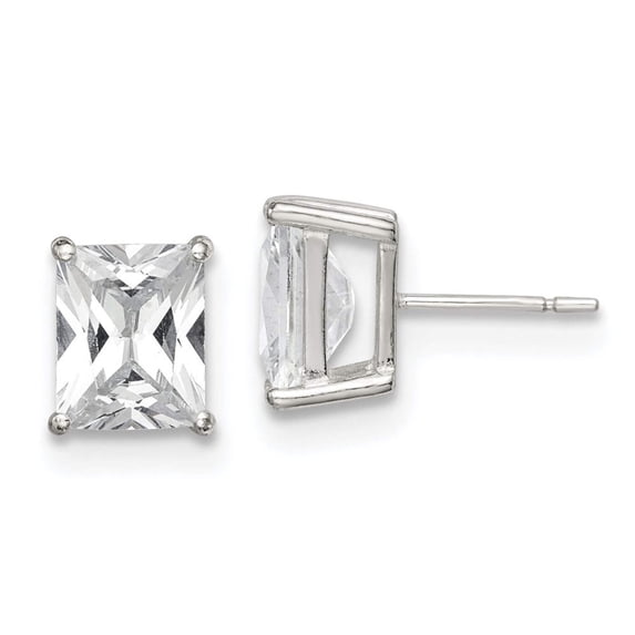 Primal Silver Sterling Silver 10x8mm Cubic Zirconia Stud Earrings