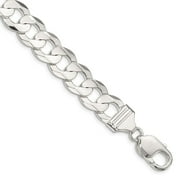 PRIMAL SILVER Sterling Silver 11.9mm Concave Beveled Curb Chain Bracelet
