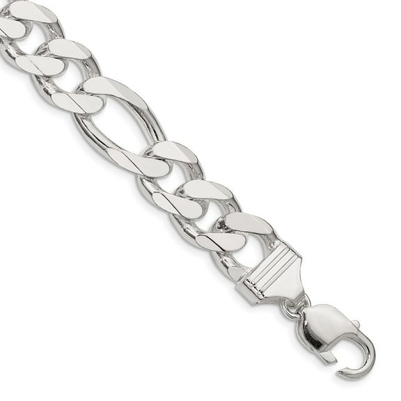 Primal Silver Sterling Silver 13.5mm Figaro Chain Bracelet
