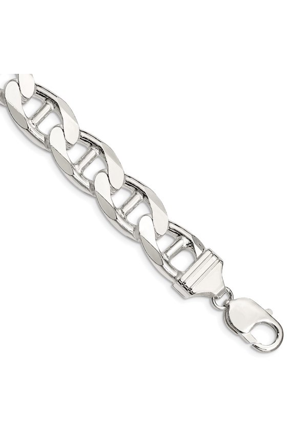 Primal Silver Sterling Silver 13.5mm Flat Anchor Chain Bracelet