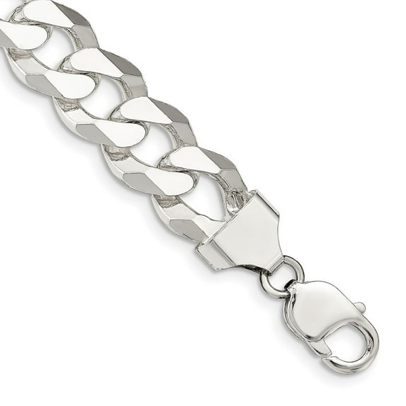 Primal Silver Sterling Silver 14mm Beveled Curb Chain Bracelet