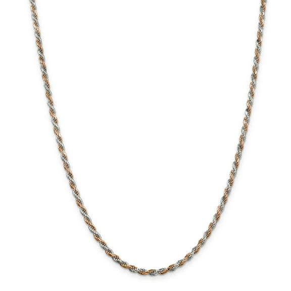 Primal Silver Sterling Silver 2.5mm Rose Vermeil Diamond-cut Rope Chain