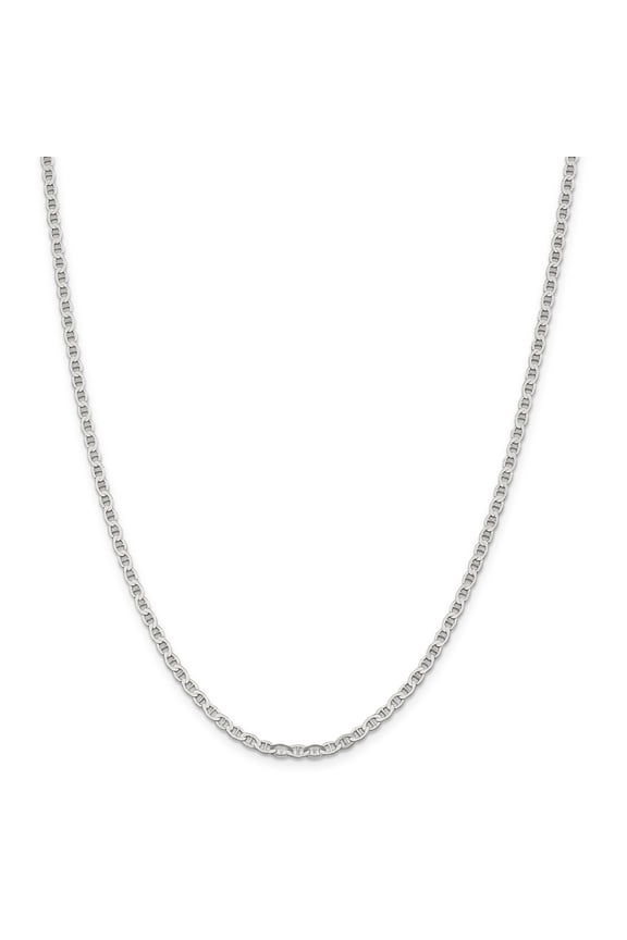 Sterling Silver 3.1mm Polished Flat Anchor Chain Anklet