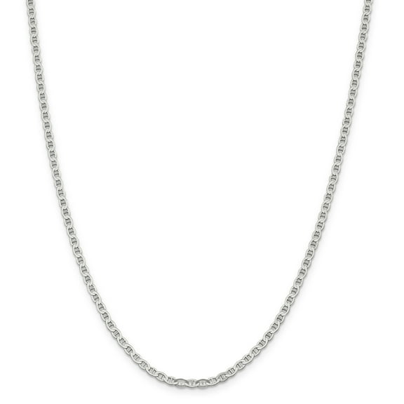Primal Silver Sterling Silver 3.1mm Polished Flat Anchor Chain Anklet