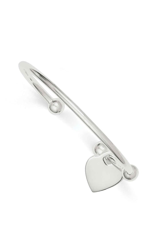 Sterling Silver 3mm Heart Bangle Bracelet