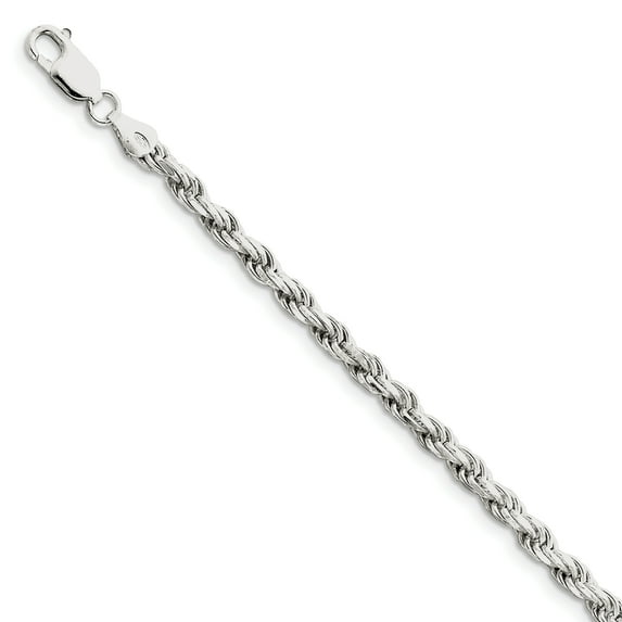 Primal Silver Sterling Silver 4.25mm Diamond-cut Rope Chain Bracelet